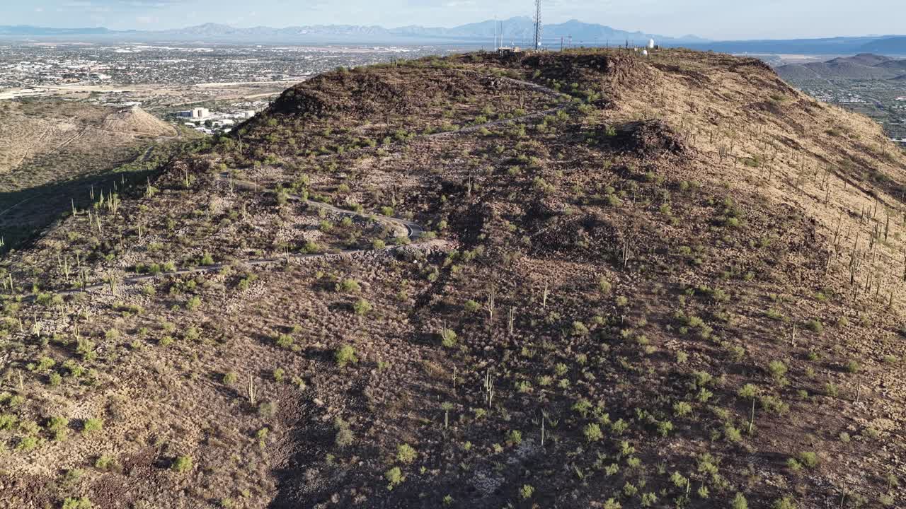 Peak of Tumamoc Hill in Tucson, Arizona by drone