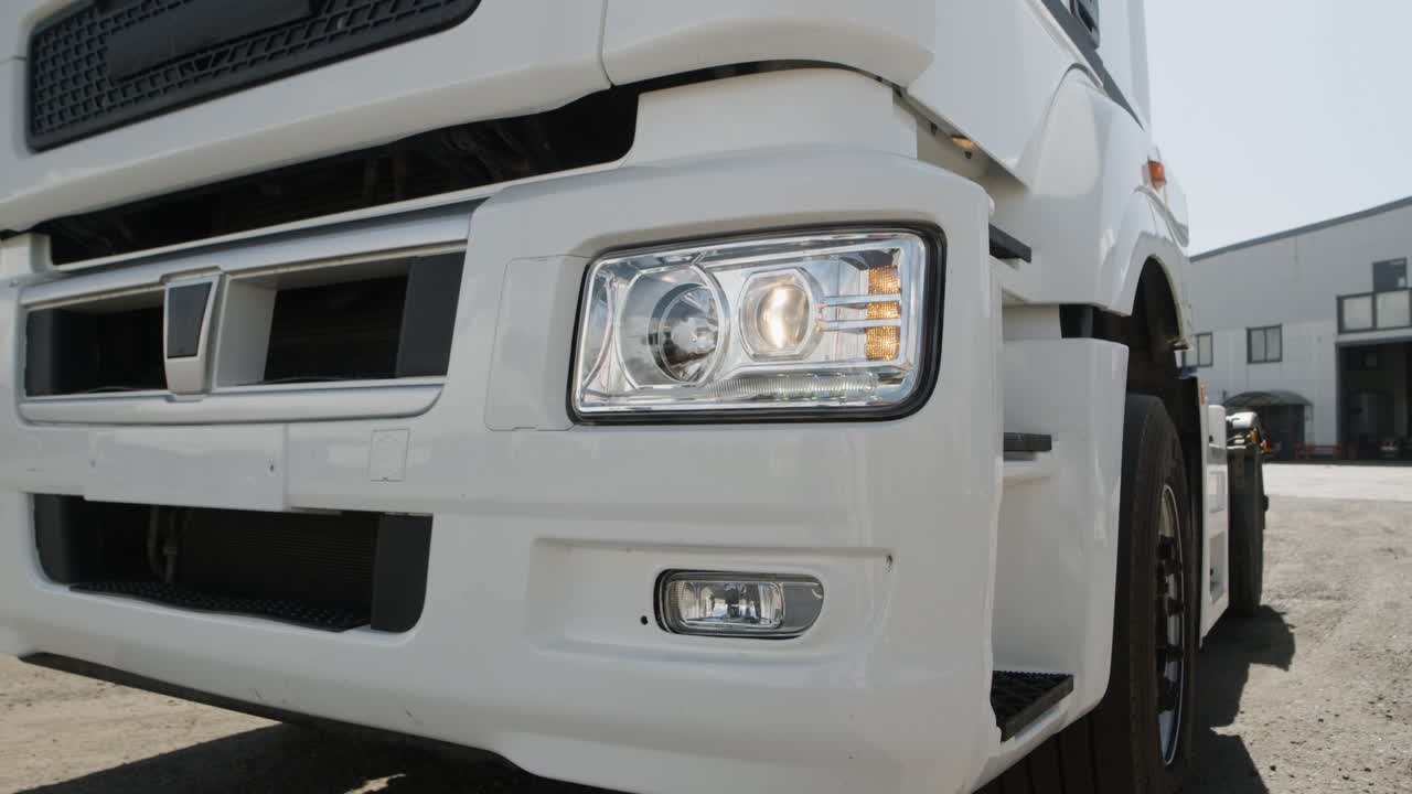 Close-up of a White Truck Headlight