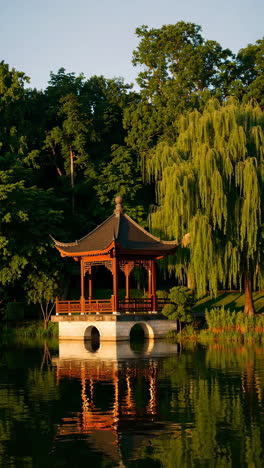 serene chinese pavilion on a lake