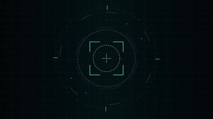 Digital HUD Target Reticle Animation on Dark Background