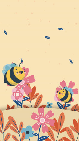 Una-Animación-De-Un-Lindo-Fondo-De-Pantalla-De-Escritorio-Con-Forma-De-Abeja-Infantil.