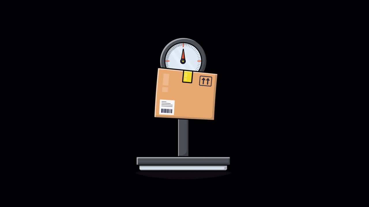 Animation of a Package Being Weighed on a Scale