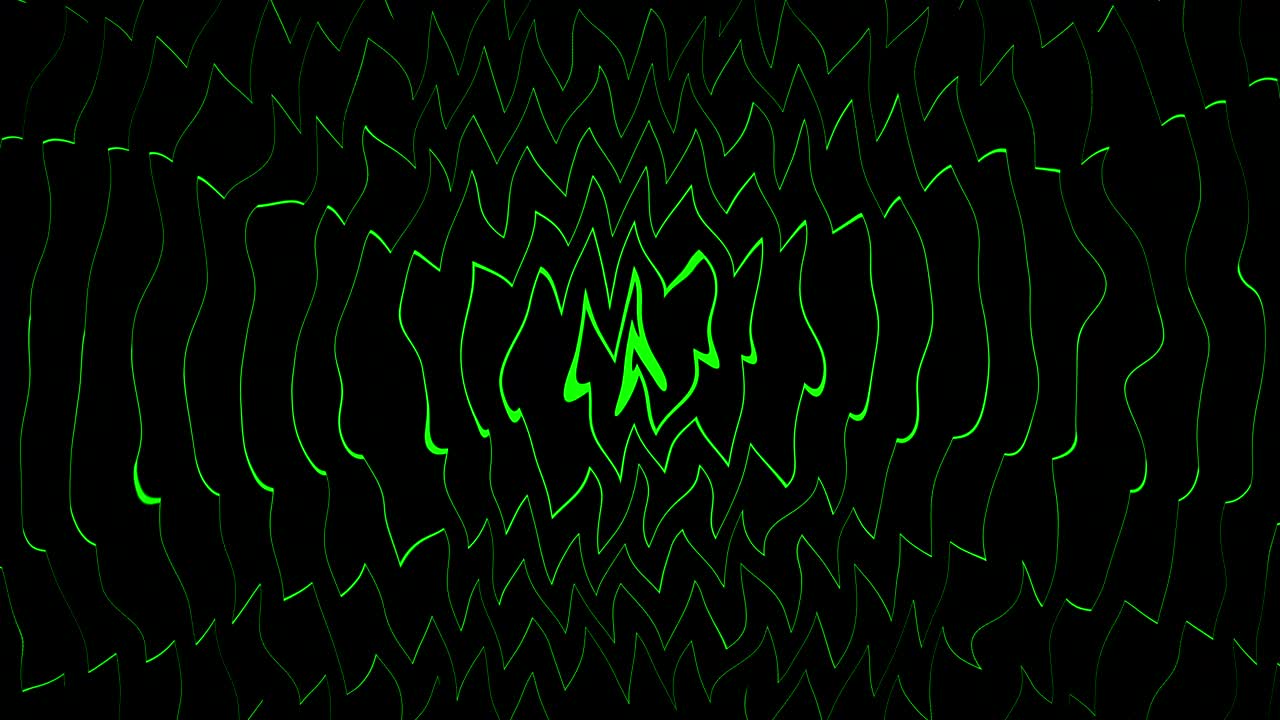 Sharp green curved lines in endless motion