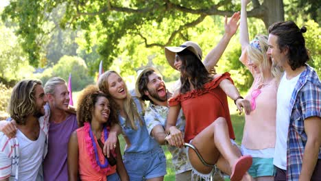 Hipster-couple-on-a-bike-with-their-friends