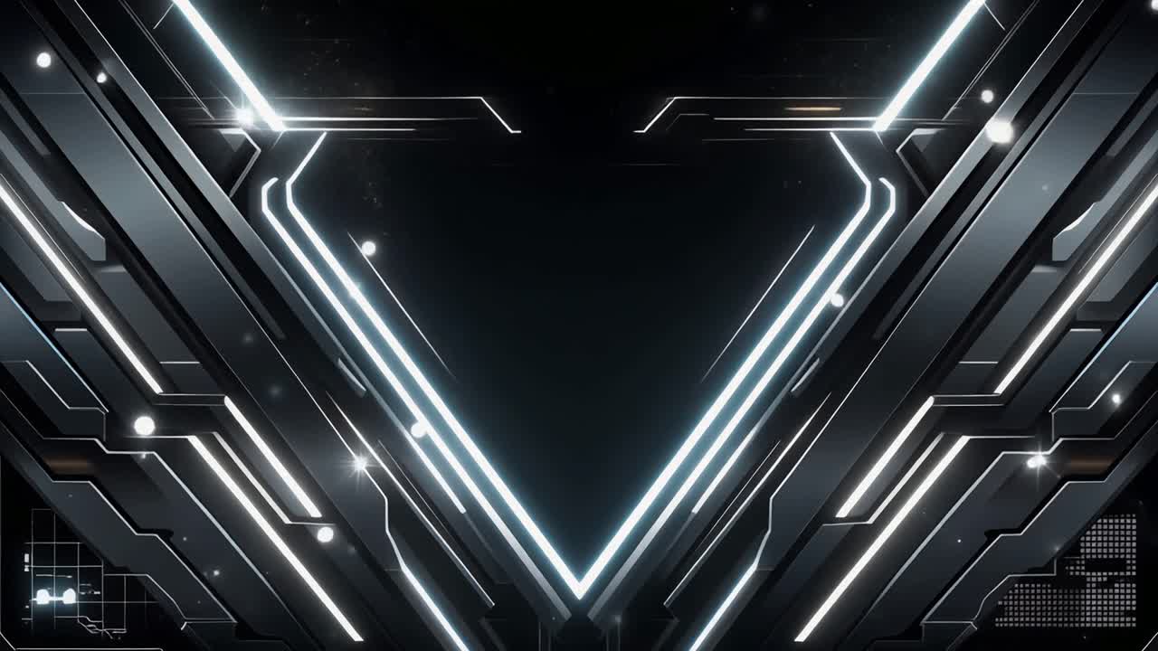 Abstract Futuristic Technology Background with Glowing Geometric Lines