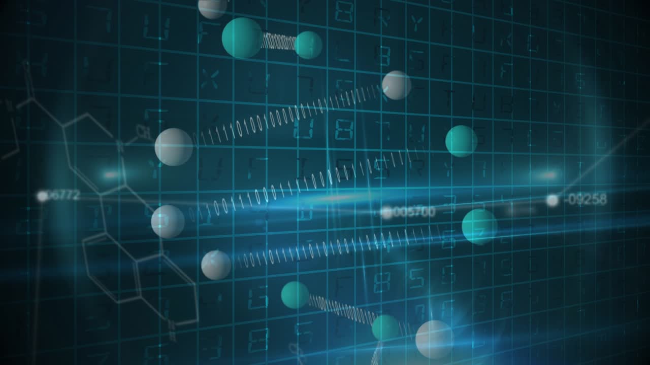 Animation of dna and diverse data over navy background