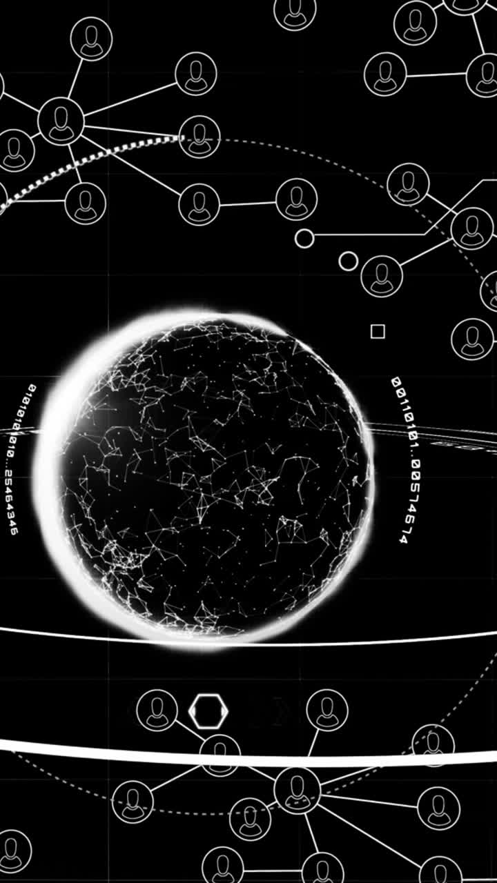 animación de la red de conexiones con los iconos de la gente en todo el mundo