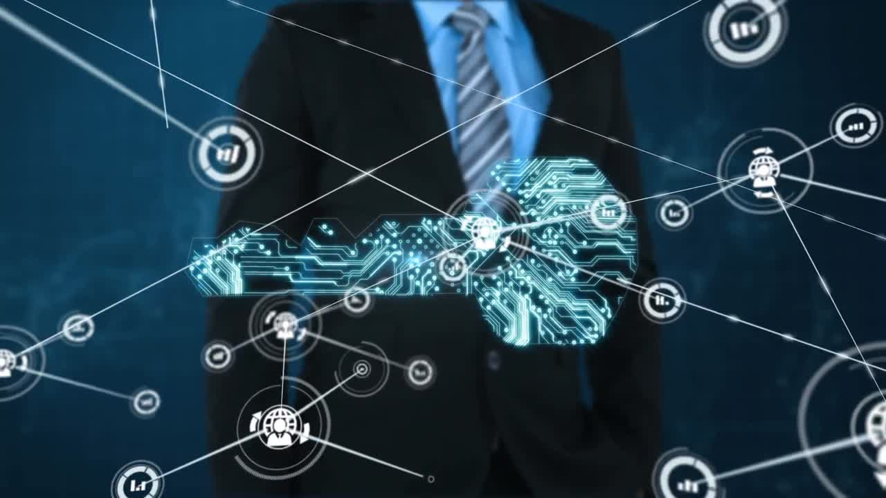 온라인 보안 키를 통해 아이콘으로 연결 네트워크의 애니메이션