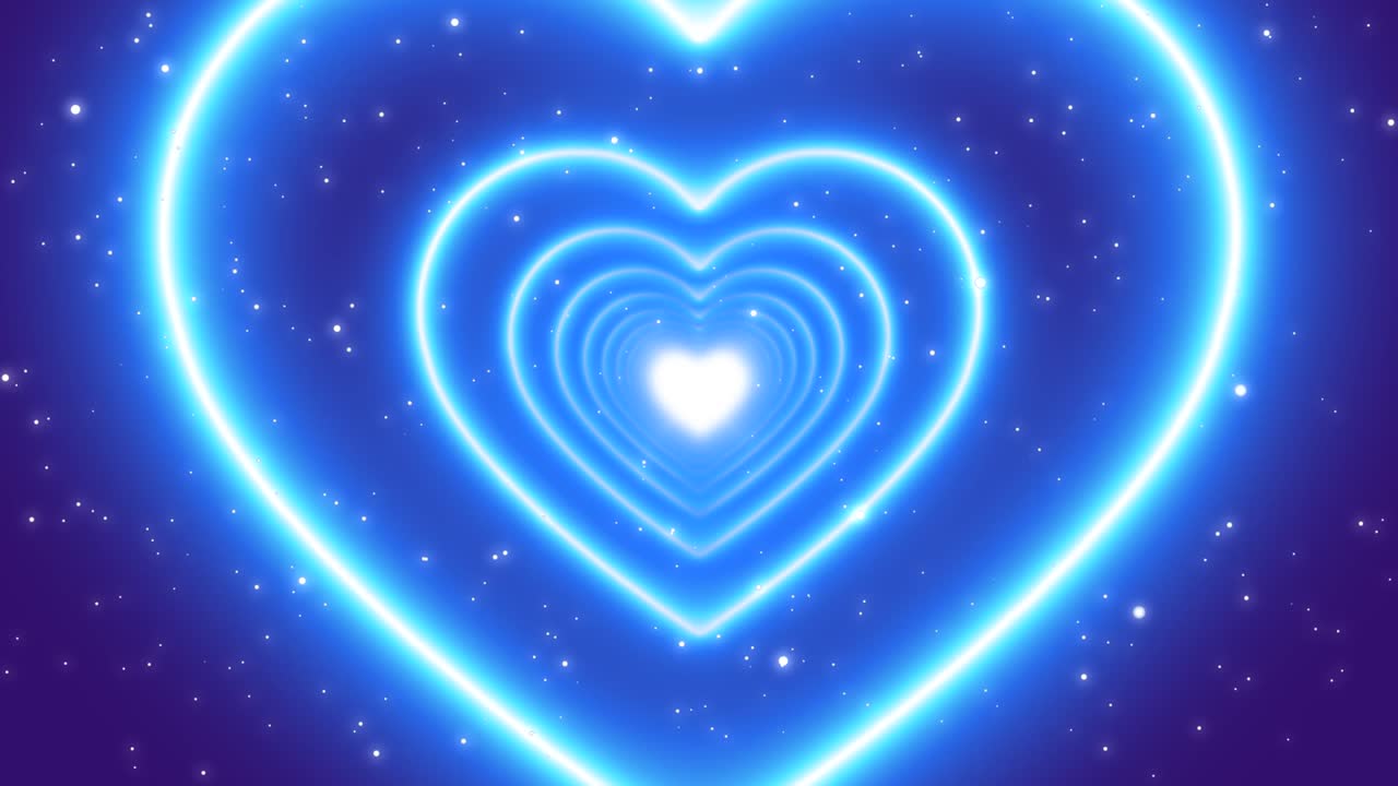 네온 불빛 사랑의 심장 터널 추상적인 반이는 입자 4k 움직이는 벽지 배경