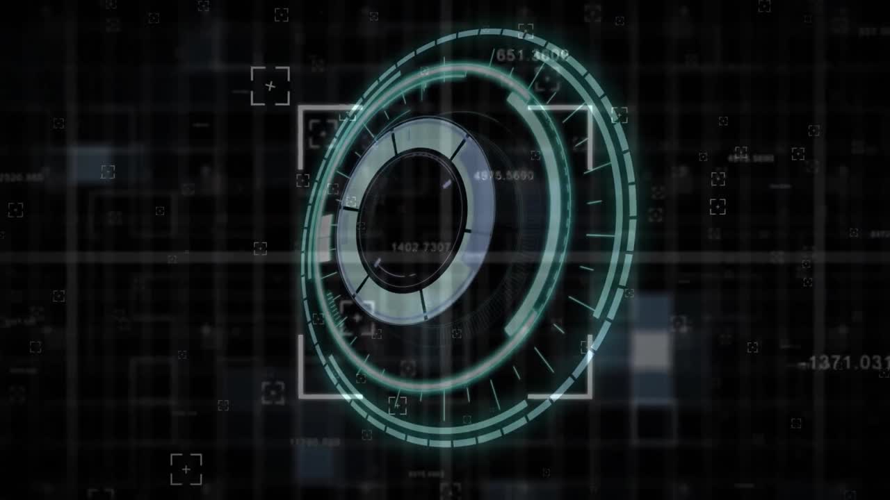 Animation of scope scanning and shapes on black background