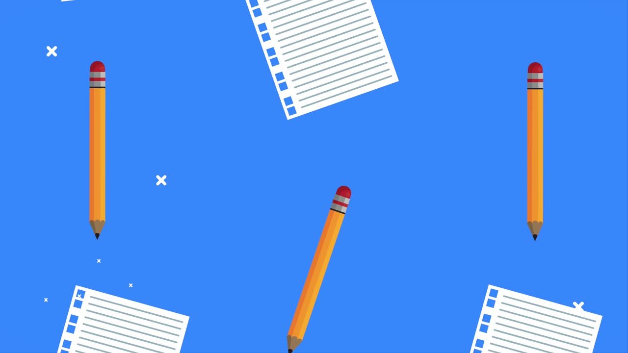 back to school animation with notebooks sheets and pencils pattern