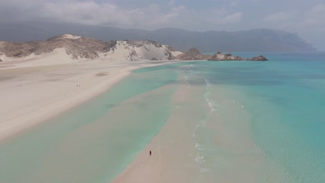 aerial view of low tide at sandbanks in socotra, yemen