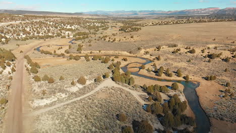 Aerial-of-East-Fork-Virgin-River-in-Utah-During-Winter