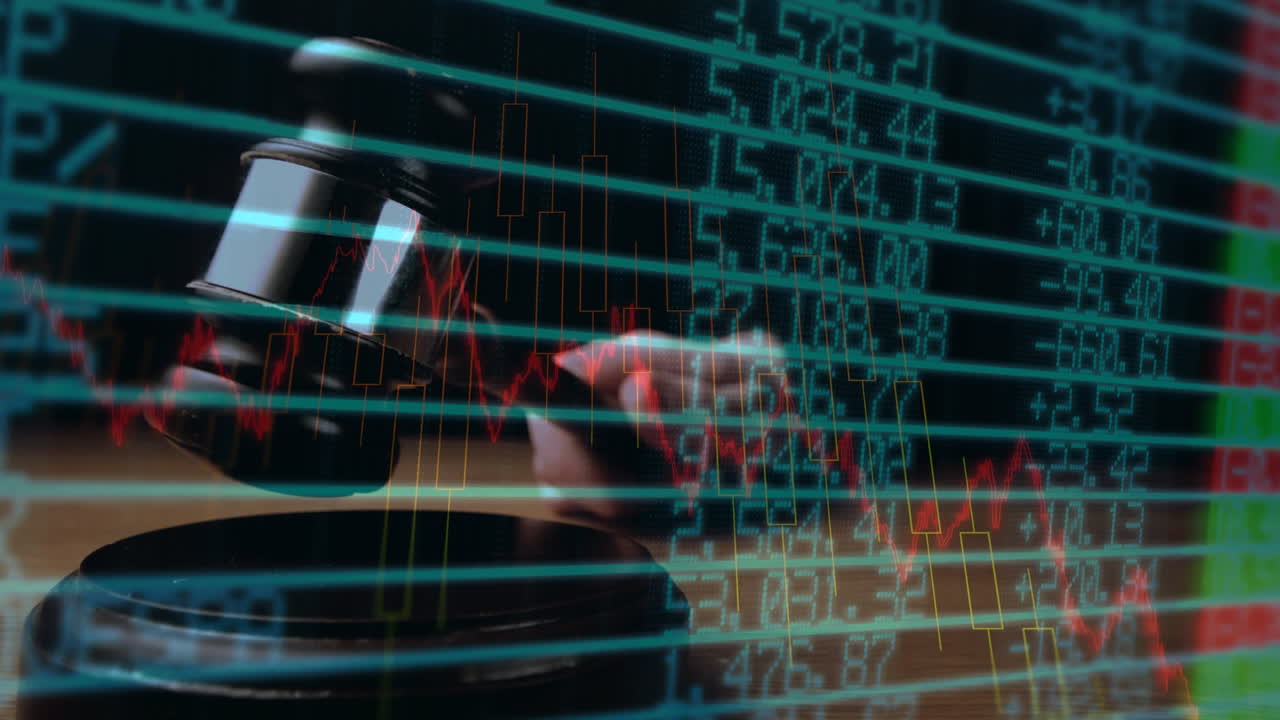 화면의 금융 수치에 대한 비즈니스 그래프의 디지털 애니메이션 4k