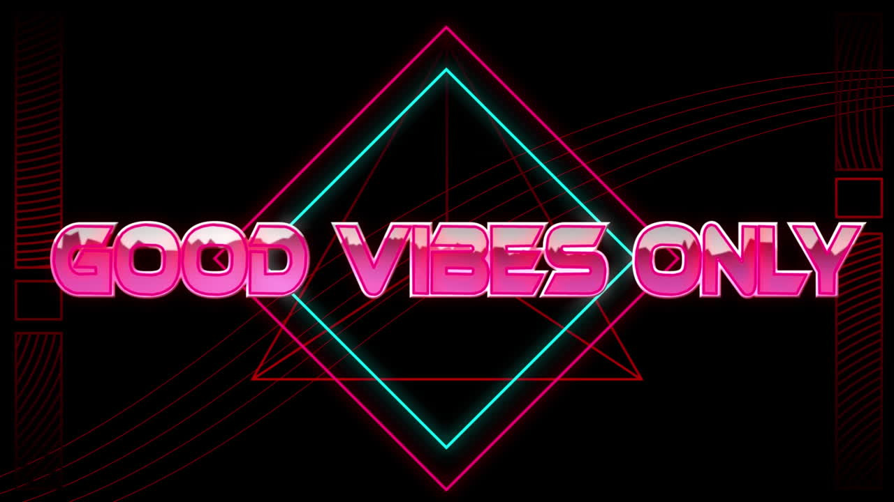 animación de buenas vibraciones sólo texto sobre rastros de luz sobre fondo negro