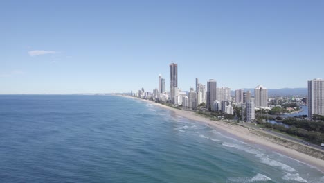 high-rise buildings and luxury hotels at surfers paradise in gold coast, queensland, australia - aerial drone shot