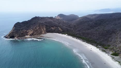 machalilla national park pristine sandy beach in puerto lopez, ecuador, aerial