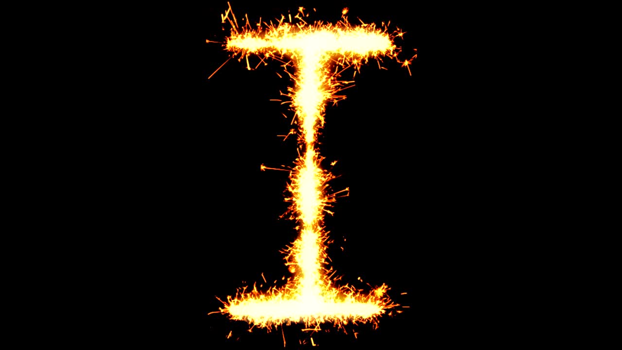 알파 i 텍스트 스파클러 글리터 스파크 불꽃놀이 루프 애니메이션