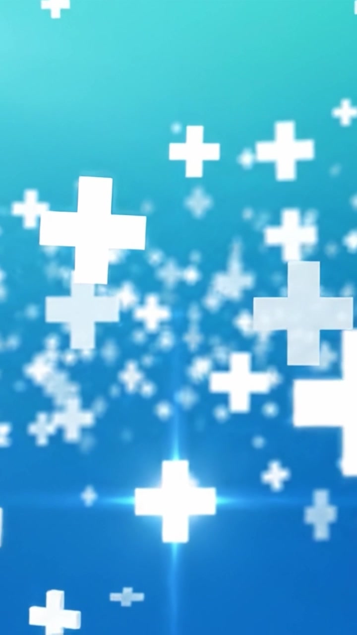 A Dynamic Display of Floating Plus Symbols Against a Blue Gradient Background, Representing Growth, Progress, or Health Themes in an Eye-Catching Visuals Context