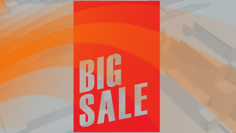 animation of big sale text over shapes on white background