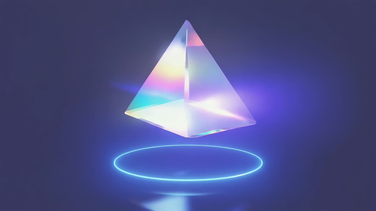 Luminous Pyramid and Neon Ring Abstract Art