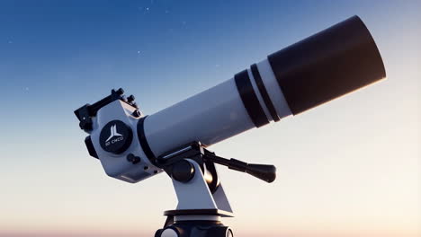 a telescope pointed towards the night sky with visible stars
