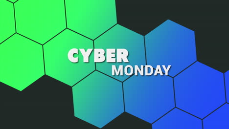 Cyber-Monday-Text-Mit-Neon-Sechseckmuster-Auf-Schwarzem-Farbverlauf