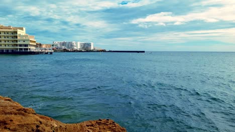 Waterfront-Apartments-And-Hotels-Across-The-Sea-At-The-Beach-In-Tenerife,-Spain