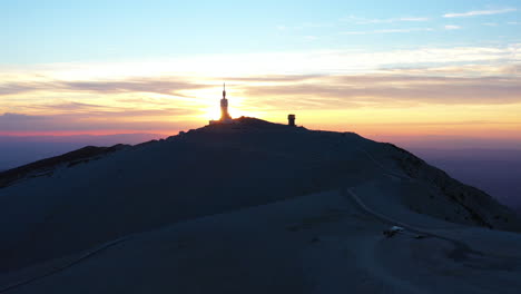 aerial sunset over the mont ventoux storm pass the bald mountain windy area