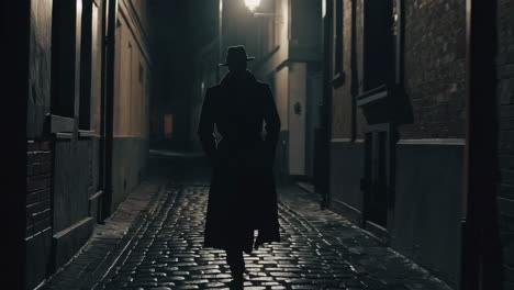 mysterious figure in a dark alley at night