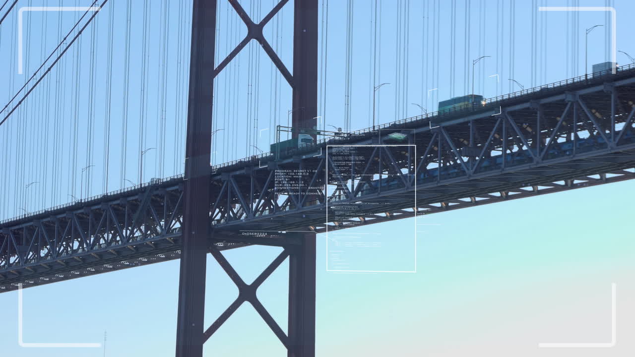 디지털 스캔으로 교량 위의 배달 트럭 추적