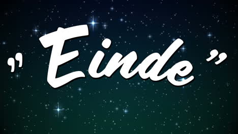 animation of einde text over glowing stars