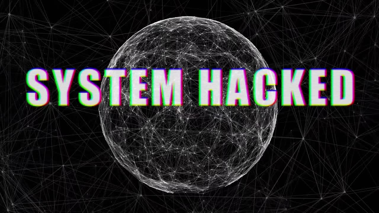 시스템 해킹 된 전면과 함께 3d 네트워크 배경