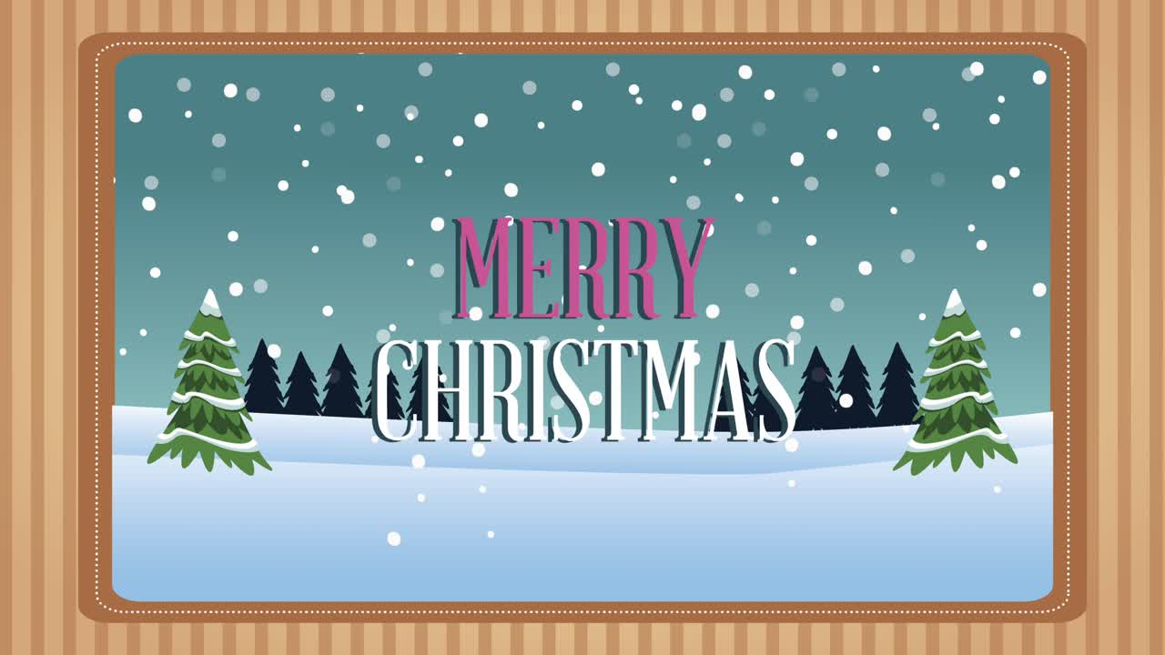 merry christmas lettering in winter snowscape