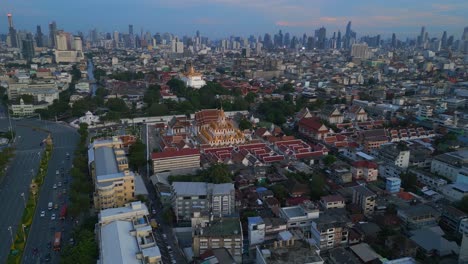 buddhist temple loha prasat complex in the old town bangkok