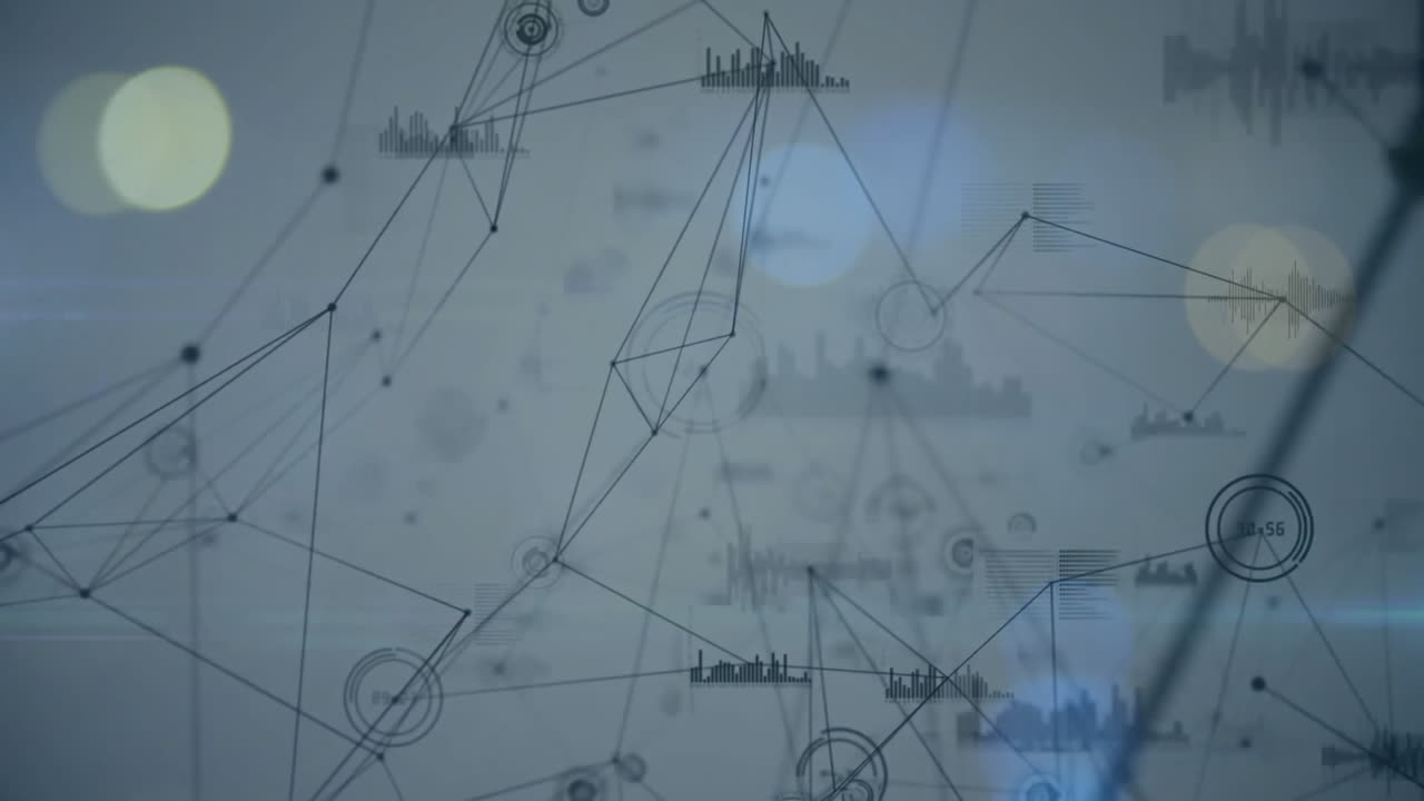 red de conexiones y animación de procesamiento de datos sobre un fondo abstracto