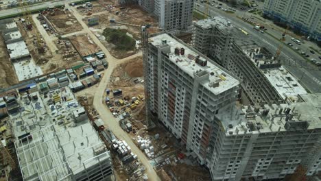large construction site. construction of modern multi-storey residential building