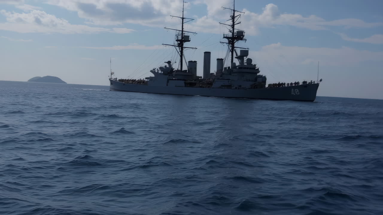 Military Cruiser at Sea