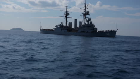 military cruiser at sea