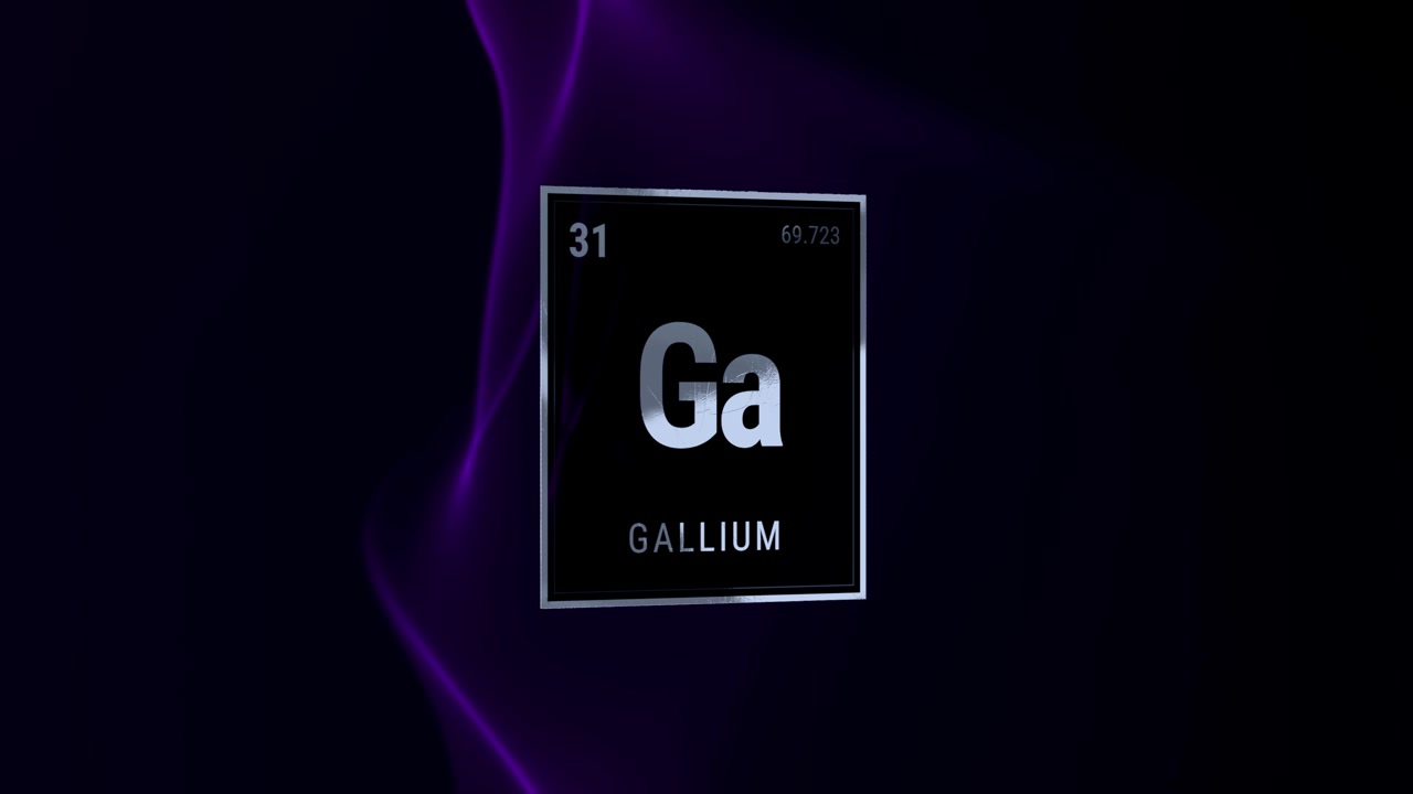 Gallium Chemical Element Periodic Table Symbol on Dark Abstract Background