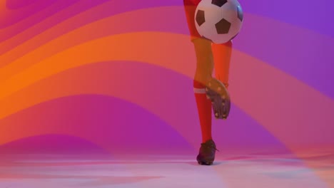 Animation-Eines-Afroamerikanischen-Männlichen-Fußballspielers-über-Formen