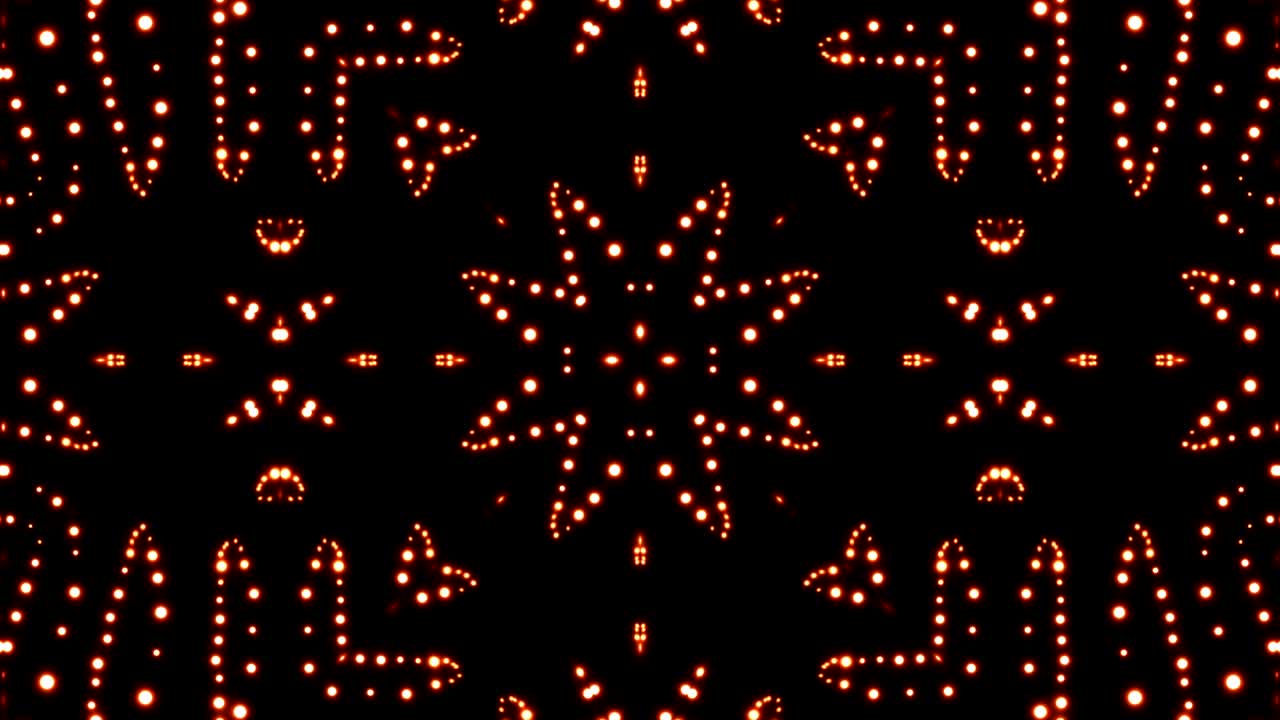Glowing particles kaleidoscope. Seamless loop