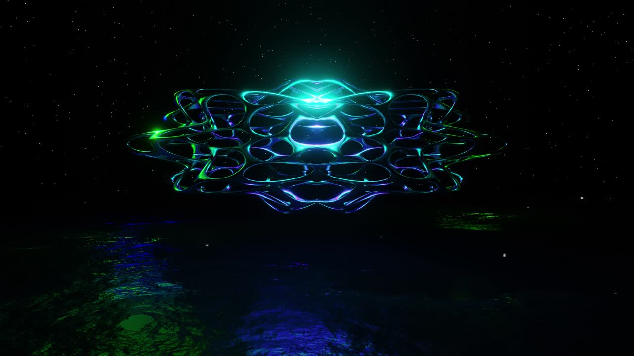 알 수 없는 신비로운 행성 위를 날아다니는 것은 알 수 없는 비행 물체입니다.