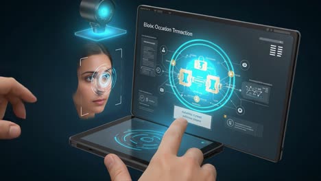 innovative interaction with blockchain technology: facial recognition and secure transactions demonstrated through advanced computing interface