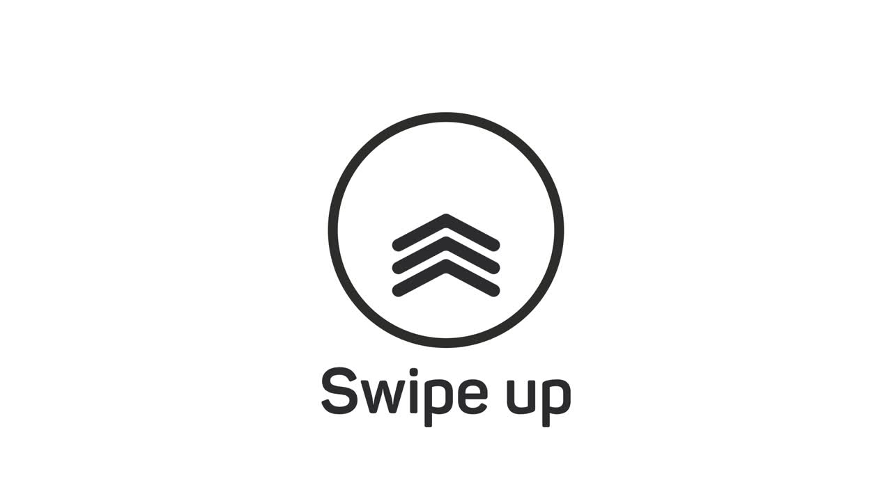 Social media swipe up arrows motion graphics animation. Alpha channel without background. Swipe up animation footage.