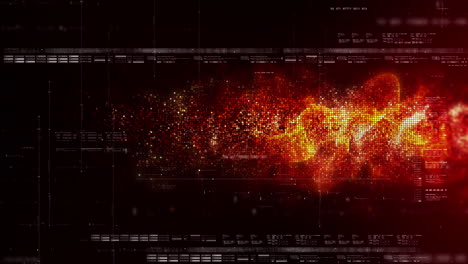 futuristic abstract de-focus data matrix, meta, metaverse, telemetry and encrypt numbers display with particles simulation in cyber space environment for head up display background