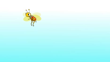 flying bee animation. animatic, cartoon character bee. curved route. flapping wing honey bee flying in line. 2d draw animation