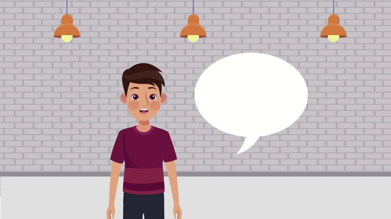 joven hablando animación de personajes