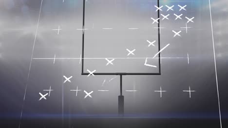 animation of sports stadium over plan of stadium