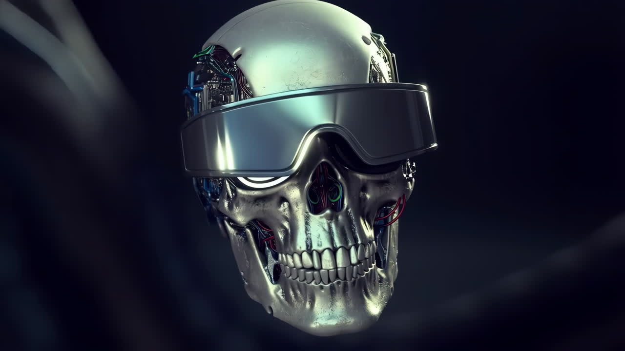Cybernetic Skull with Futuristic Visor